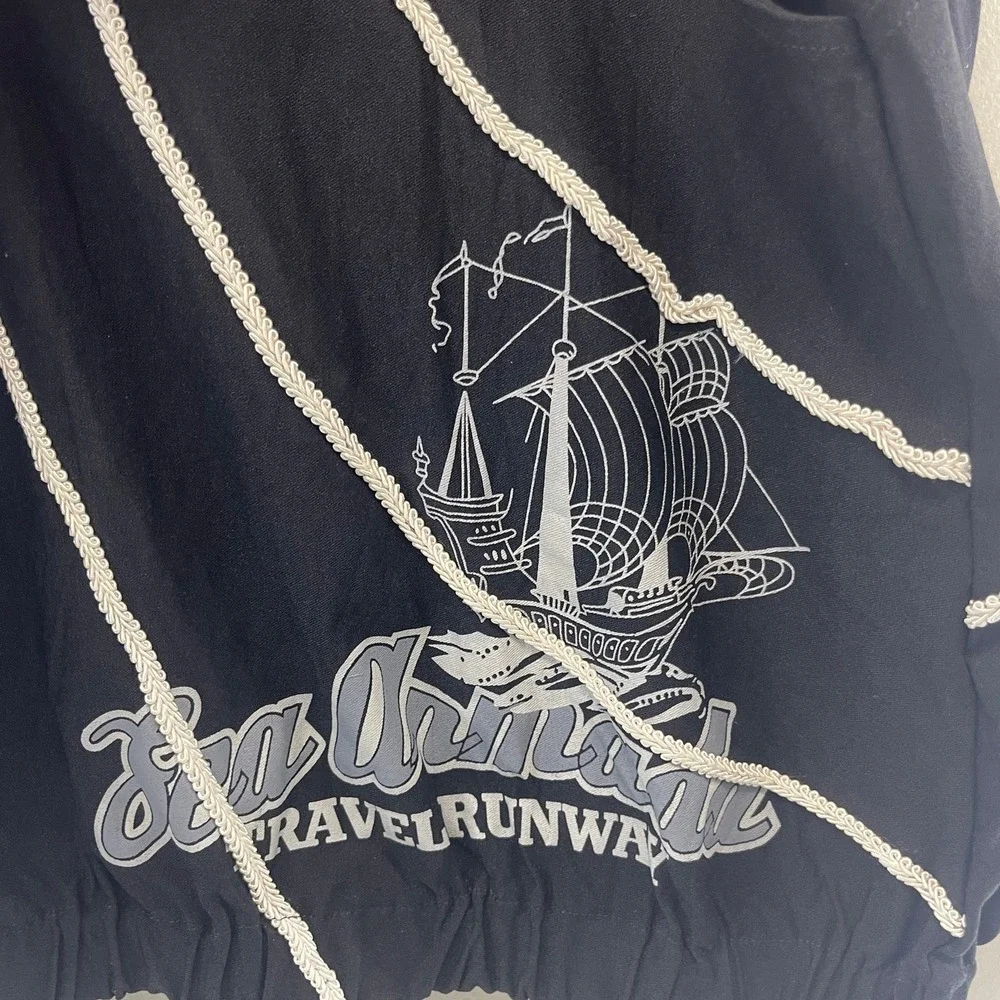Pomme Rouge Paris Plus Size XXL Pullover Top Black Ship Graphic Travel Runway - Picture 6 of 8